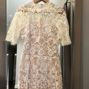 Lace cream cocktail dress